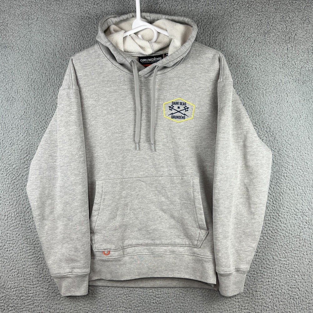 Dark Seas Division - Grundens Hoodie Size Medium Grey Sweatshirt Double Sided‎